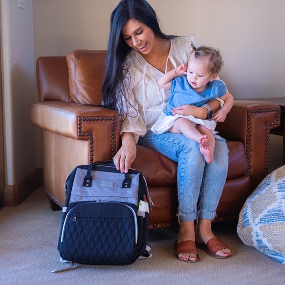 Diaper Bag Black. Diaper Backpack with Changing Station/ built-in bassinet - Picture 10 of 16